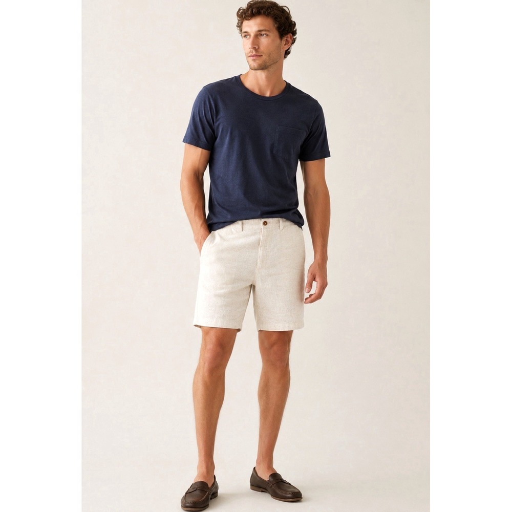 J. Crew 100% Linen Shorts Casual Preppy Tan Beige SZ 35